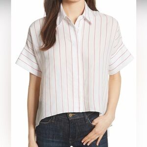 Alice + Olivia Cream Blouse with Red Stripes